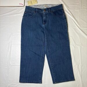 IZOD Womens Size 8 Blue Stretch Denim Capris Slimming Tummy Panel NWT 4814075495
